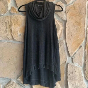 Chloe K Dark Gray asymmetrical Cowl Neck Top